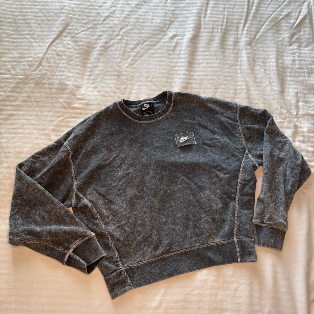 Nike Cropped Acid Wash Crewneck Sweatshirt